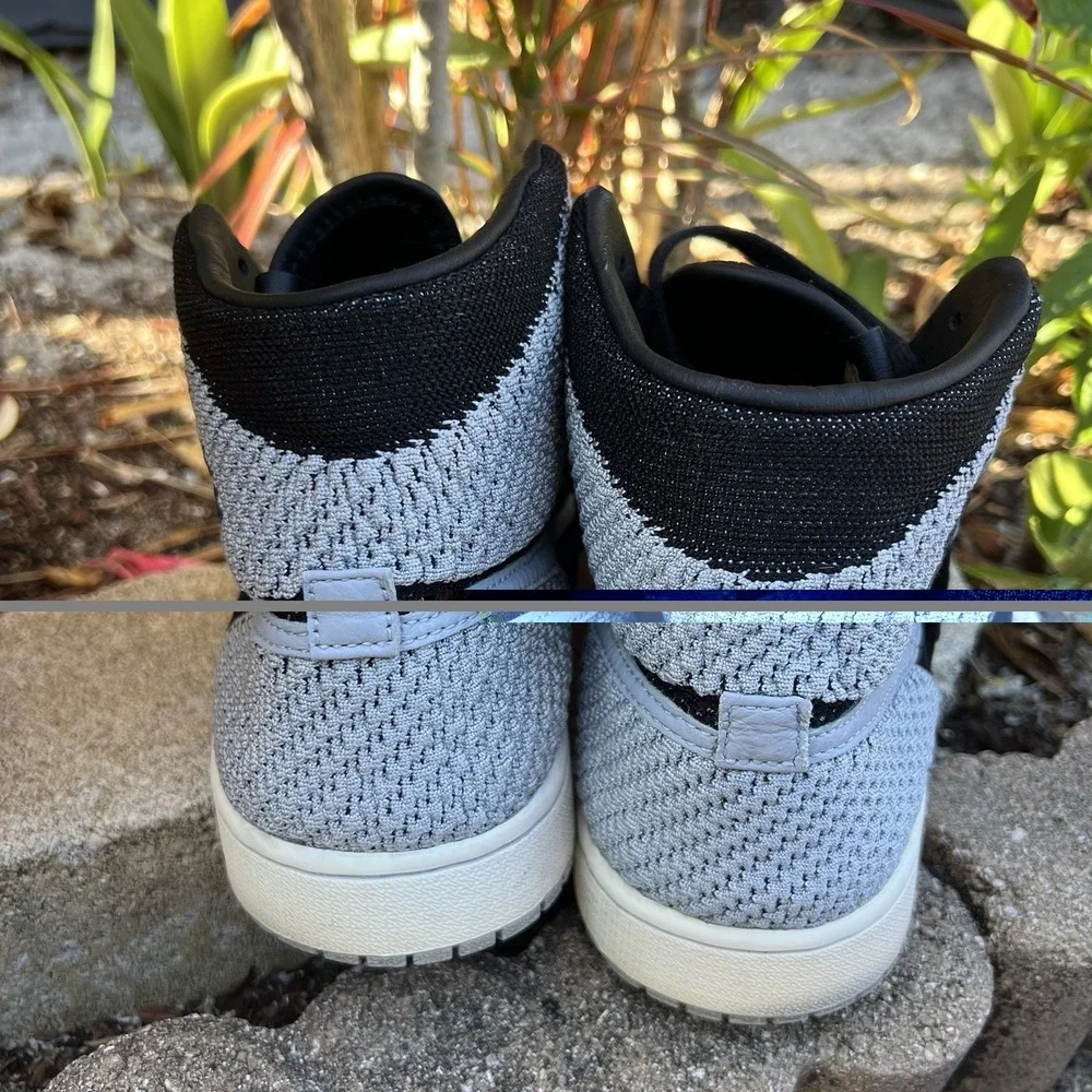Nike Air Jordan 1 Retro High Flyknit Shadow Black Grey White Size 10 919704 003